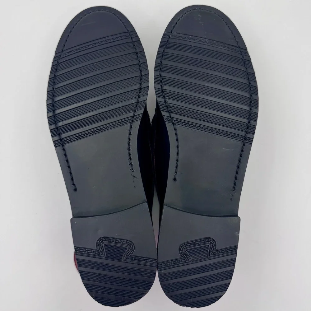 NWT Hamilton Men 12 Black Pig Leather Penny Loafers Handmade Moc Toe Dress Shoes